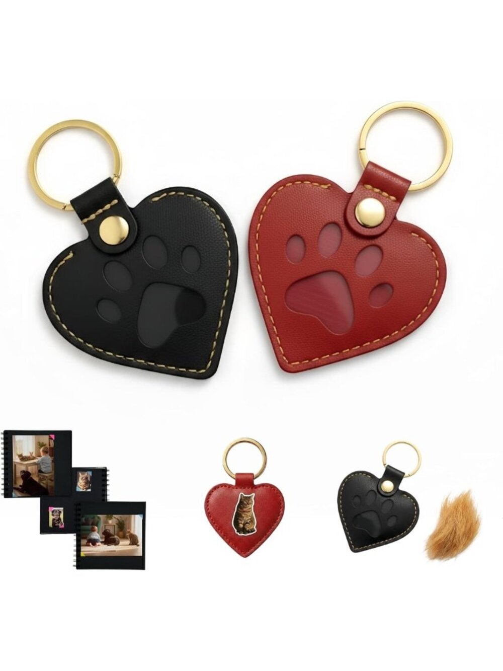 Pet Fur Keepsake Keychain - Memory Charm for Dog & Cat Lovers, Pet Memorial Gift